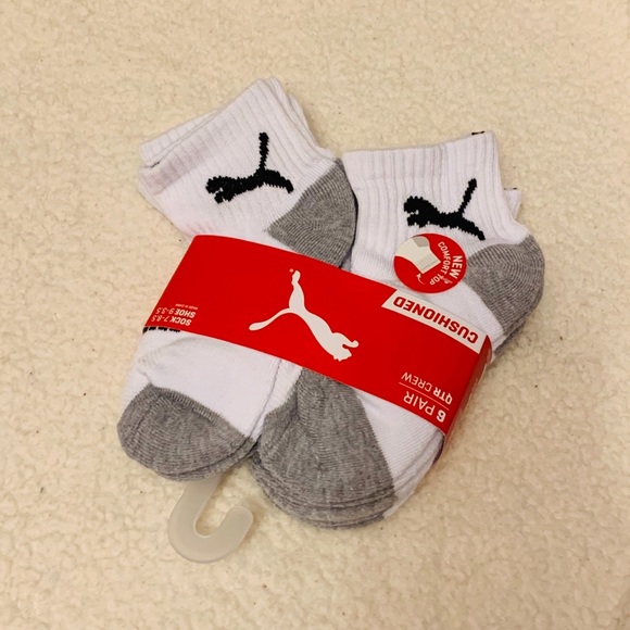 Puma Other - NWT PUMA QTR CREW socks 5 pairs (kids 7-8.5)